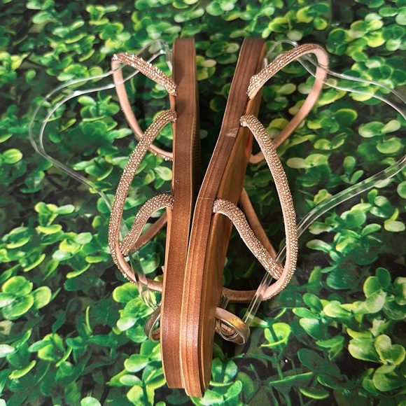 Mariella Rhinestones Glitter Toe Ring Sandals made in Italy size 9 1/2 Rose Gold - Picture 8 of 16